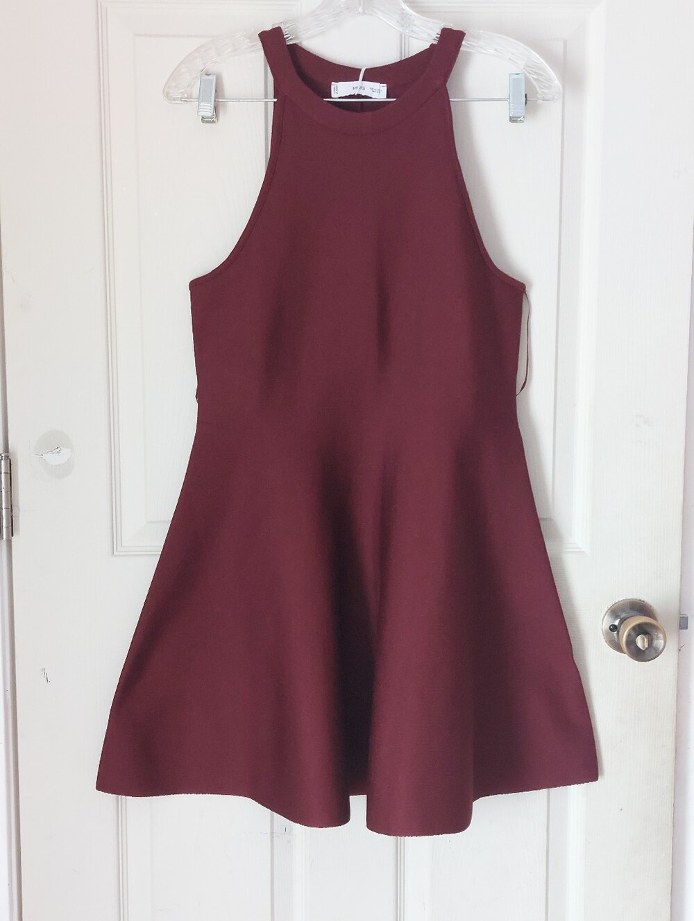 MNG Mango Red Halter Neck Fit and Flare Peplum Skater Dress Size XS NWT